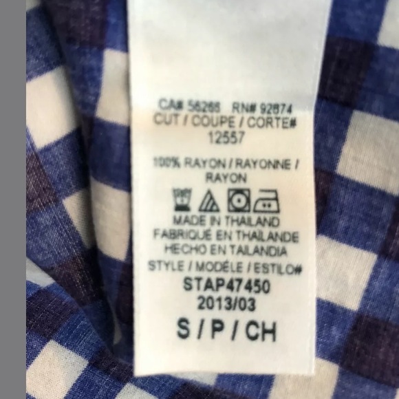 Splendid Gingham Button Down Navy Long Sleeve - Picture 10 of 11